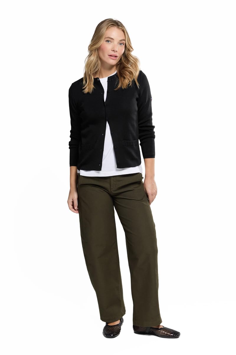 Armor Lux Round Neck Cardigan - Wool and Acrylic, Black, XS