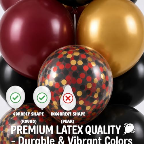 Image of Hiins Balloon Column Kit Set of 2, Burgundy Black Gold Birthday Party Decor