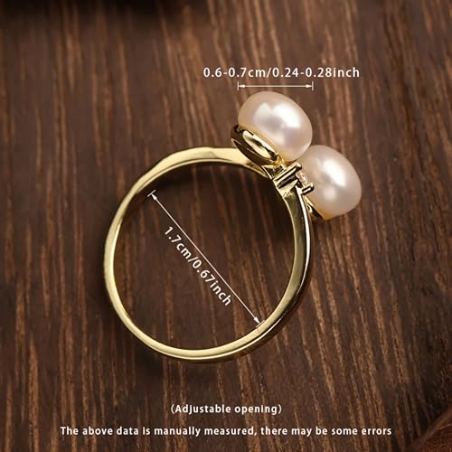 6-9 MM Natural Freshwater Cultured Pearl Ring for Women, 18k Gold-Plated and Sterling Silver, Ideal for Weddings Anniversaries Birthdays Parties Women's Jewelry Gift 5