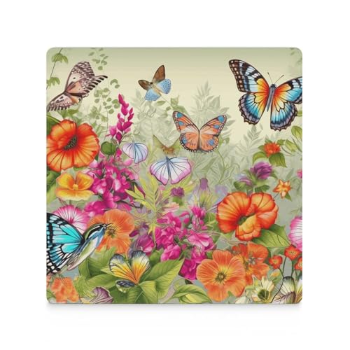 Dessous de verre réutilisable décoration de table fleurs papillons 9,4cm - 4