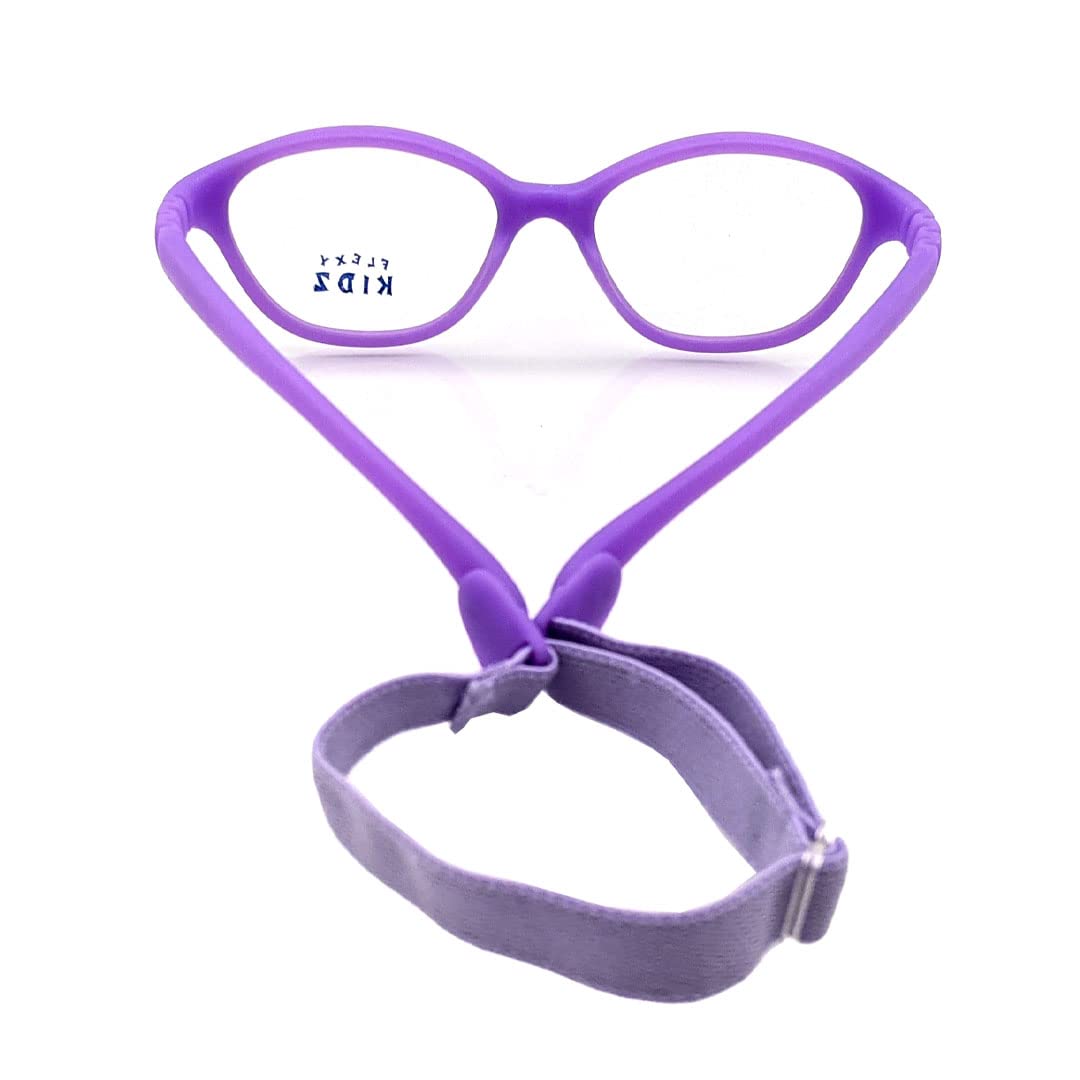 Flexi Kidz Blue Light Blocking Anti Glare Zero Power Unbreakable Eyeglasses Spectacle Frame Protection From TV Mobile Laptop Computer for Kids Girls Boys Unisex With Antislip Silicone Band (Plum) - Image 4 thumbnail