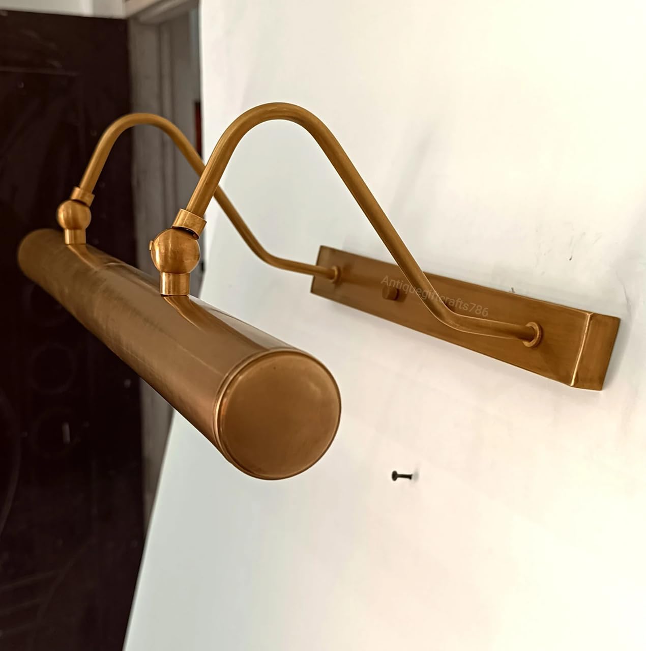Antique Brass LED Picture Wall Light – Wall Mounted Art Light for Paintings & Frames | Vintage Gallery Light Fixture | Adjustable Arm Display Lamp for Home, Office, Museum (Antique Patina Brass)