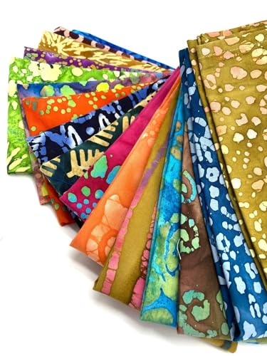 Gift Set of Unique Batik Print Napkins - 17 inches square - Hand-Dyed Nature Prints - 100% Cotton Fabric - Hemmed Squares - Homemade in Texas - Random Assortment (Set of 10)