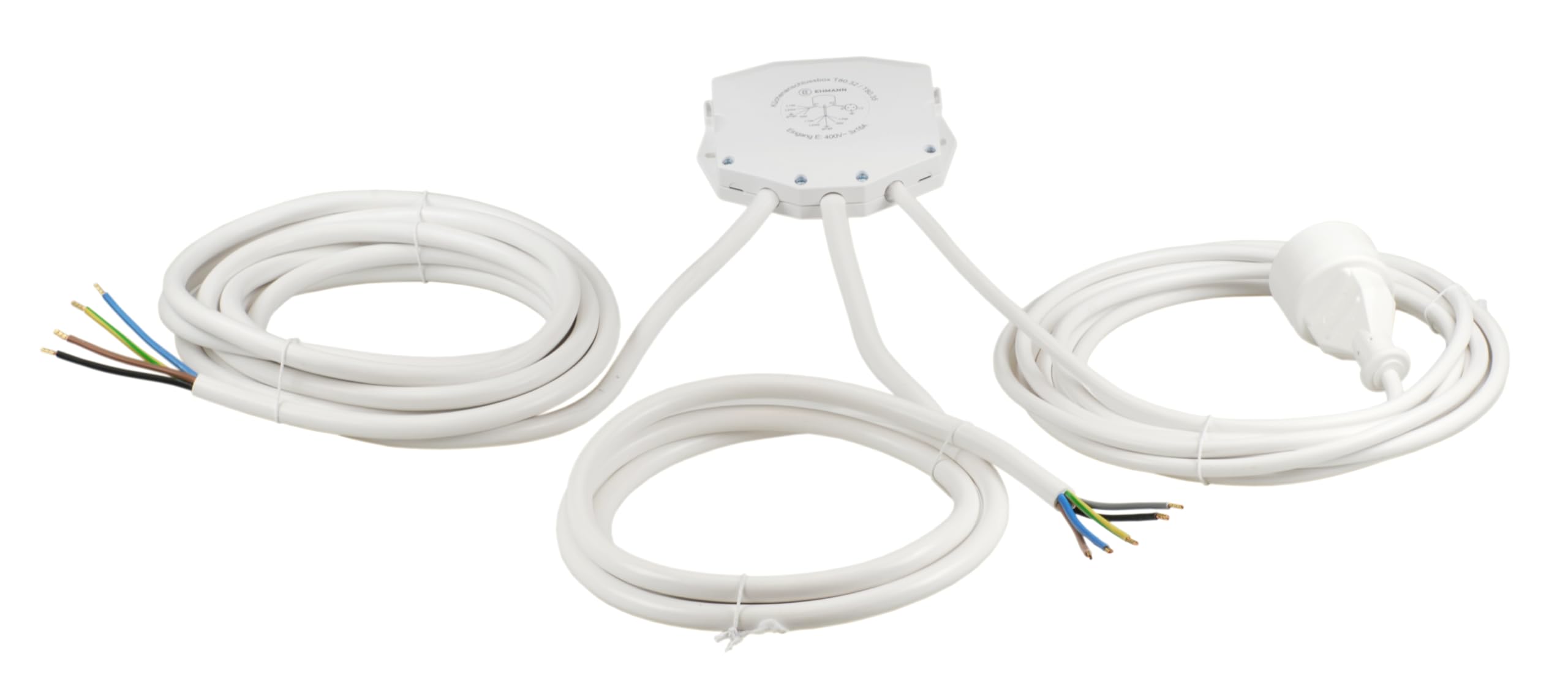 EHMANN Caja de conexión para cocina/Caja divisora, empotrada, con cables de conexión de 5m para placa de cocción, 5m para horno y 2m para caja de conexión de cocina, Made in Germany, 8066x0305