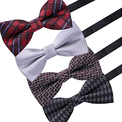 Image of AUSKY 8 PACKS Elegant Adjustable Pre-tied Bow Ties for Men Boys (1&4&5&6&8 Pack for option)