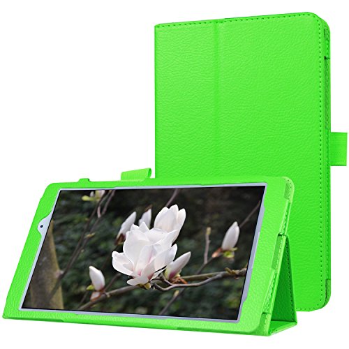 GLOW Qua tab PX キュアタブ au quatab LG LGT31 3点セット【保護フィルム&タッチペン付き】 2つ折りスマートケース カバー エーユー グリーン