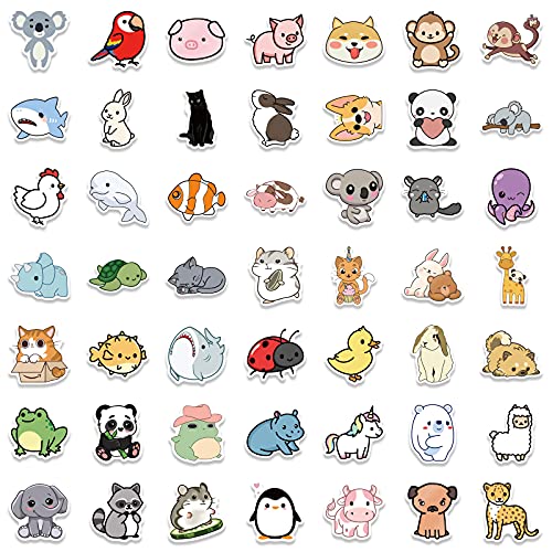Cute Animal Stickers For Kids, Teens- 100Pcs Premium Waterproof Vinyl Kawaii Aesthetic Stickers For Water Bottles, Skateboards, Laptops, Phone Cases, Guitars, Helmets, Bikes, And More, Cartoon Decal Pack By Joseio #TOP2