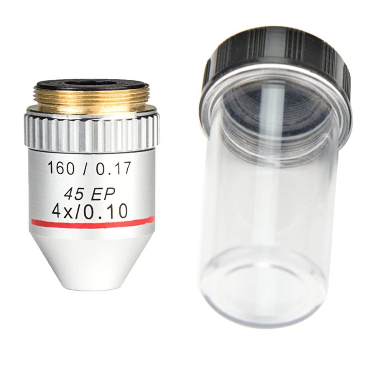 Lab Microscope Accessories Semi-plan Achromatic Objective Lens 195 Mm Conjugate Distance 4X/10X/20X/40X/60X/100X For Biological Microscope(4X)