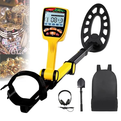 Detector de Metales Profesional Plegable con Puntero, Resistente al Agua para detección de Oro, 7 Modos, Incluye Auriculares y Pantalla LCD retroiluminada para Adultos.