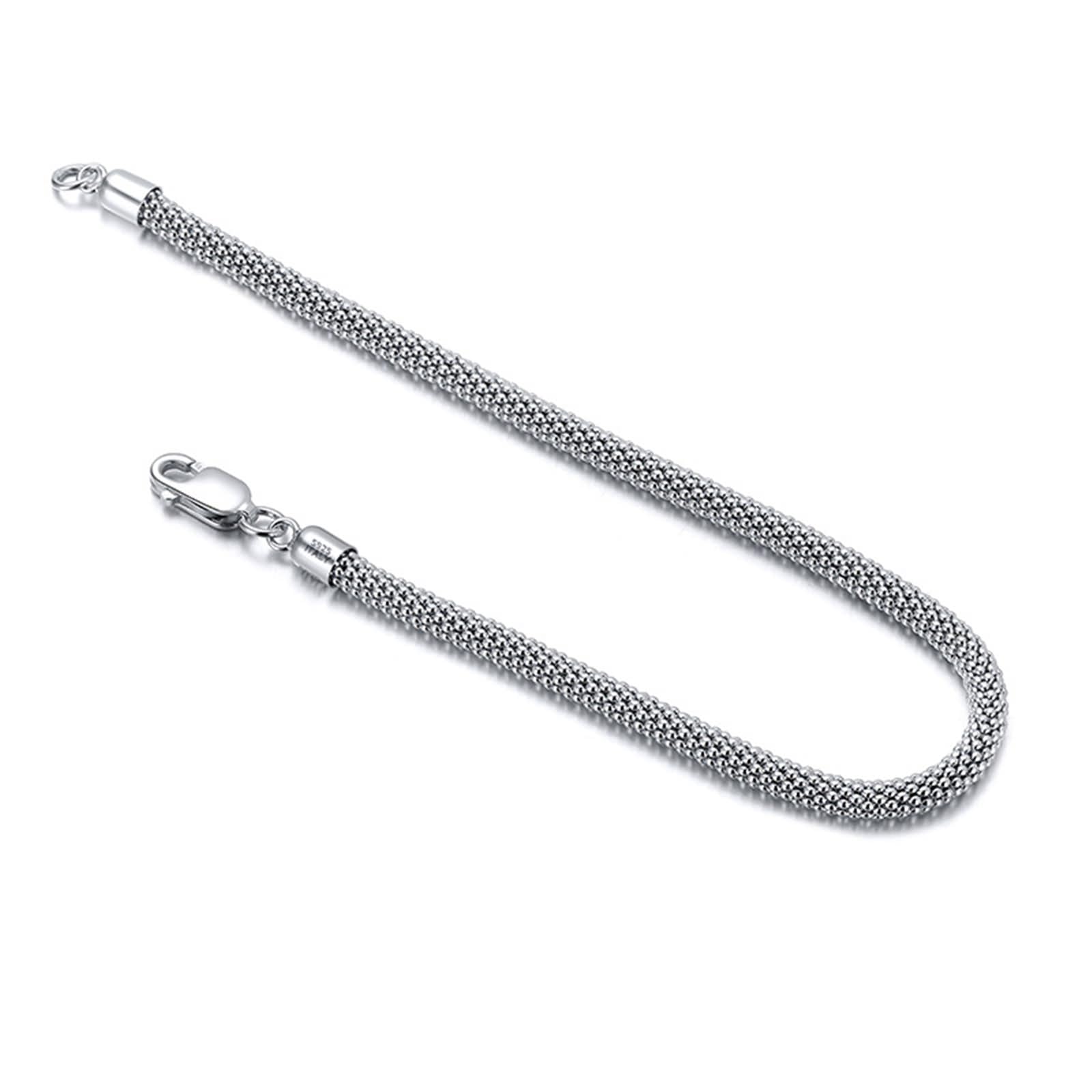 Pulsera mejor amiga mujer, pulseras amistad adultos, cadena palomitas maíz, pulseras bohemias 3 mm mujer, plata ley
