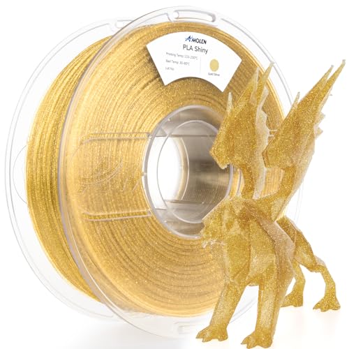 Image of AMOLEN PLA 3D Printer Filament 1.75mm Shiny Dual Color Gold Silver with Sparkles and Glitters Dimensional Accuracy + /- 0.02mm 1KG /2.2lbs