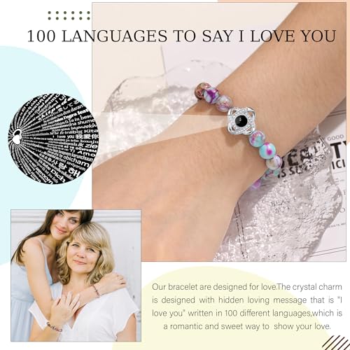 Image of JSJOY I Love You in 100 Languages Bracelet: Unique Gifts for Mom, Daughter, Sister, Girlfriend, Wife - Christmas Stocking Stuffers
