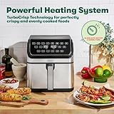 bella 8 Qt Digital Air Fryer with TurboCrisp Technology, Large Family Size Nonstick Cooking Basket and Crisping Tray, Multiple Preset Functions, Auto Shutoff, Stainless Steel, 1750 Watt