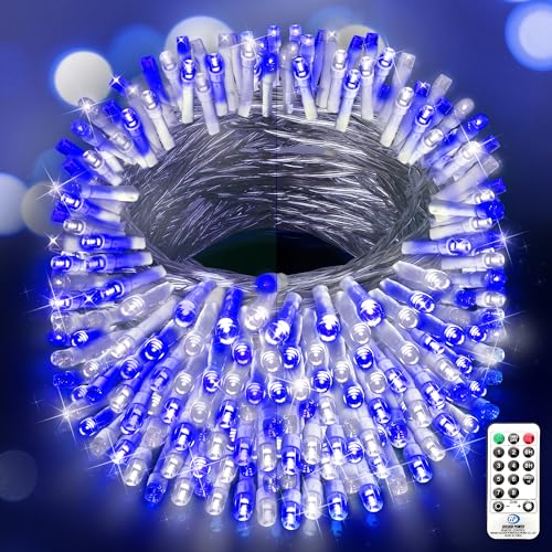 XURISEN Blue Christmas Lights 403FT, 1000 LED Super Long String Lights 8 Modes & Memory Timer Plug in Twinkle Fairy Lights Decor for Home Xmas Party Wedding (1000LED 403Ft Clear Wire, Blue+White) XURISEN Blue Christmas Lights 403FT, 1000 LED Super Long String Lights 8 Modes & Memory Timer Plug in Twinkle Fairy Lights Decor for Home Xmas Party Wedding (1000LED 403Ft Clear Wire, Blue+White)