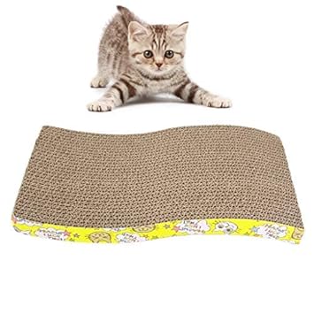 PSK PET MART Jumbo Size Scratching Board/Scratch Pad Cum Healthy Toy with Catnip for Cat/Kitten/Puppy/(Yellow)
