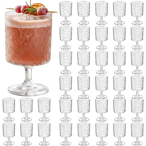 FillTouch 36 Pcs 7.5 oz Acrylic Goblets, Mini Shot Glasses Bulk, Begonia