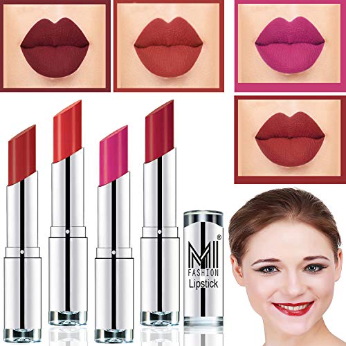 Image of MI FASHION Lipstick Combo Soft Matte Lipstick (Brown Sugar, Coral Glamour, Rosy Pink, Mauve) - 3.5 Grams Each