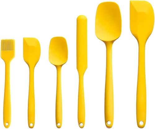 Juego de 6 espátulas de silicona de grado alimenticio para cocina, hornear, cocinar y mezclar, resistentes al calor, antiadherentes, aptas para