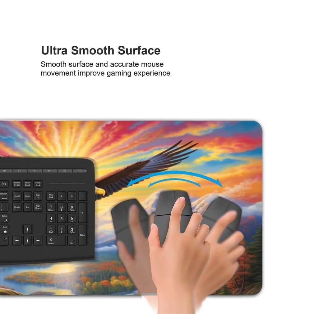 Tappetino Mouse XXL 1200x600mm Montagna Innevata Grande Mouse Pad, Tappetino Scrivania con Bordi Cuciti, Grande Mousepad Gaming con Base Antiscivolo per Giocatori, Ufficio e Casa (Aquila) -MP1546
