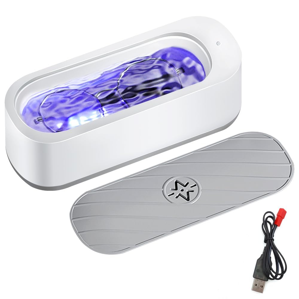 Ultrasonic Jewelry Cleaner for All Jewelry, 45KHz and Low Noise Household Ultrasonic Machine with 12OZ for Jewelry, Ring, Earrings, Necklace, Silver, Retainer, Eyeglass, Watches, Razors, Makeup Brush