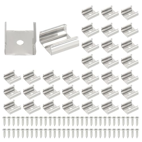 Image of PATIKIL LED Strip Clips, 50pcs Stainless Steel Mounting Brackets Fixing Clip Clamp Support Holder with Screws for 16mm to 17mm LED Strip Lighting Cable