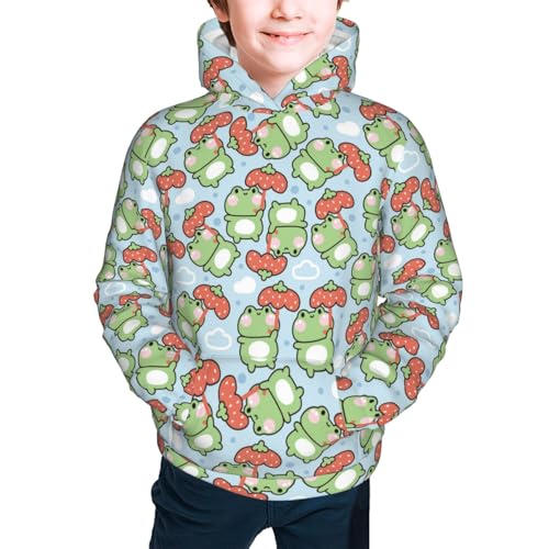 Cute Frog Strawberry Umbrella Kid Hoodies Boys Sweatshirts Girls Pullover with Pocket3