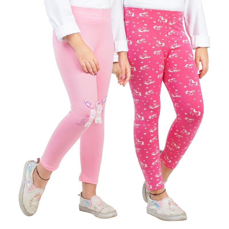 Image of ARIEL Cotton Printed Non-Transparent Regular Fit Ankle Length Leggings for Girls