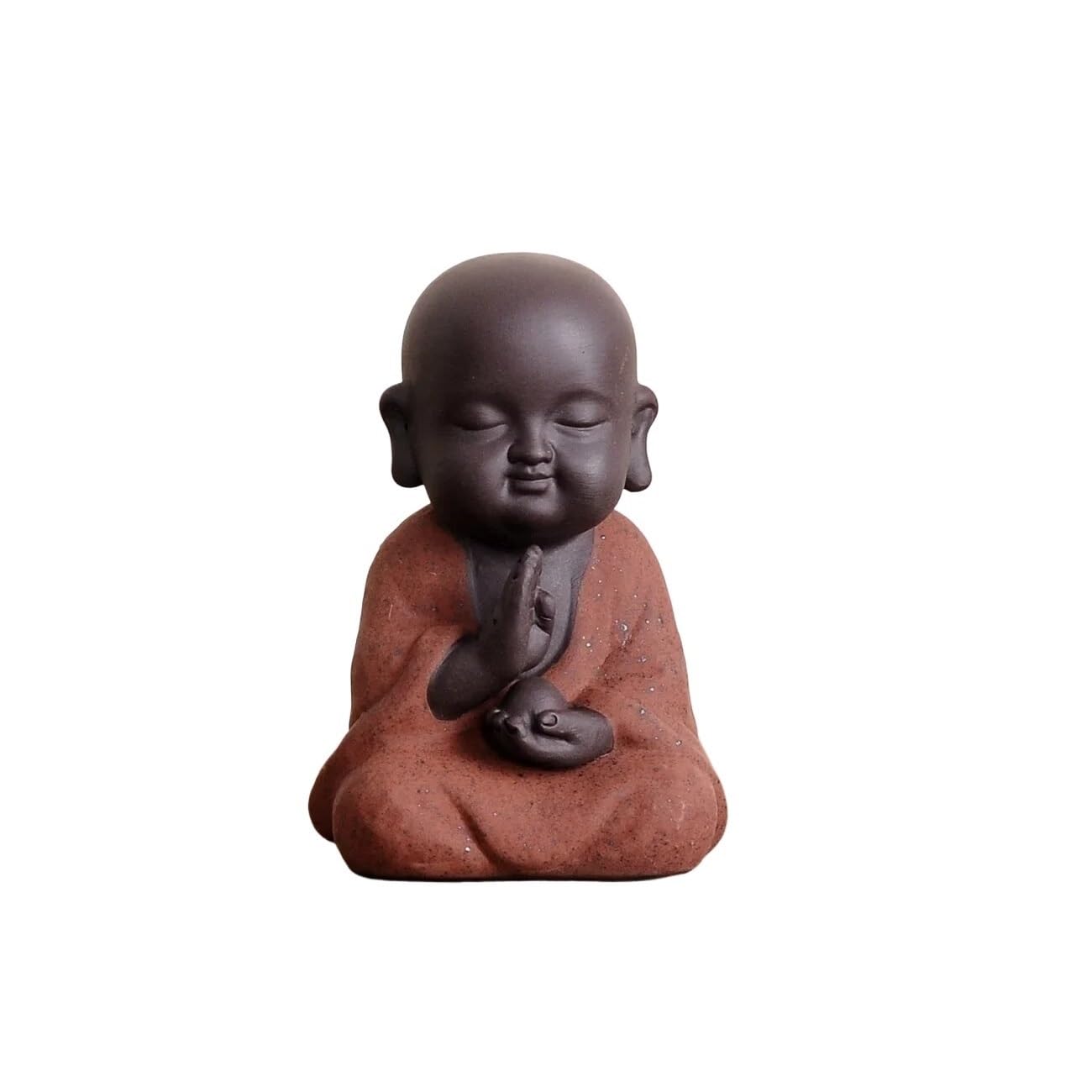 ENGENDER Kung Fu Tea Pet Tea Pet Desktop Ornaments Little Monk Ceramic Buddha Statue Desk Coffee Table Home Decoration Accessories(01)