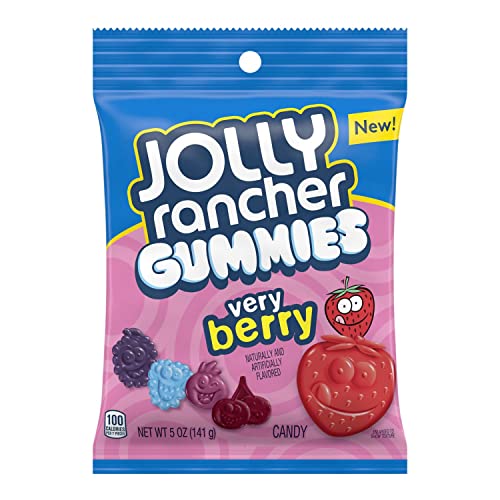 JOLLY RANCHER Very Berry Assorted Fruit Flavored Gummies Candy, Bulk, Movie Theater Snack, 5 oz Bags (12 Count)