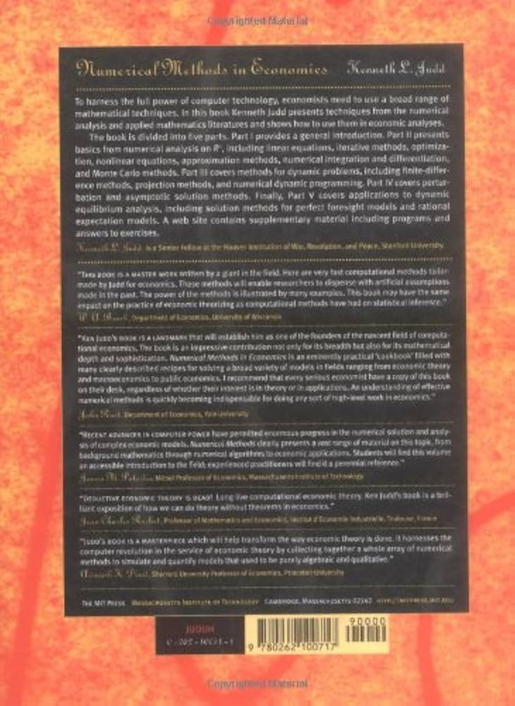 Numerical Methods in Economics（ほぼ新品、送料込） Numerical Methods in Economics: 9780262100717: Economics