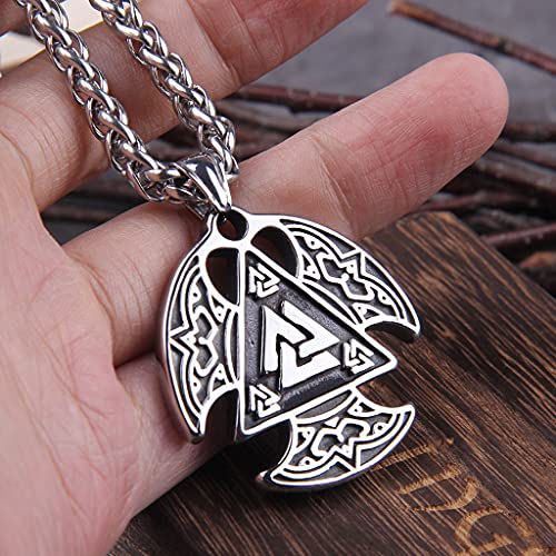 Pendentif Viking Valknut anti-rouille en acier avec chaîne robuste - 3