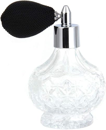 Botella de perfume vintage de 3.4 fl oz para mujer, atomizador de spray corto recargable herramienta de maquillaje de vidrio vacío (negro)