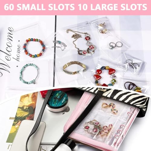 Image of travel Jewelry Organizer Book, Portable Jewelry Case with Removable Pages, Soft Velvet Lining, Large Capacity Jewelry Pouch Bag for Earrings, Rings, Necklaces, Gift for Women (Multi)