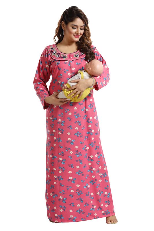 Creation Women's Full Sleeve Hosiery Nighty/Night Dress Maternity Wear-image-38