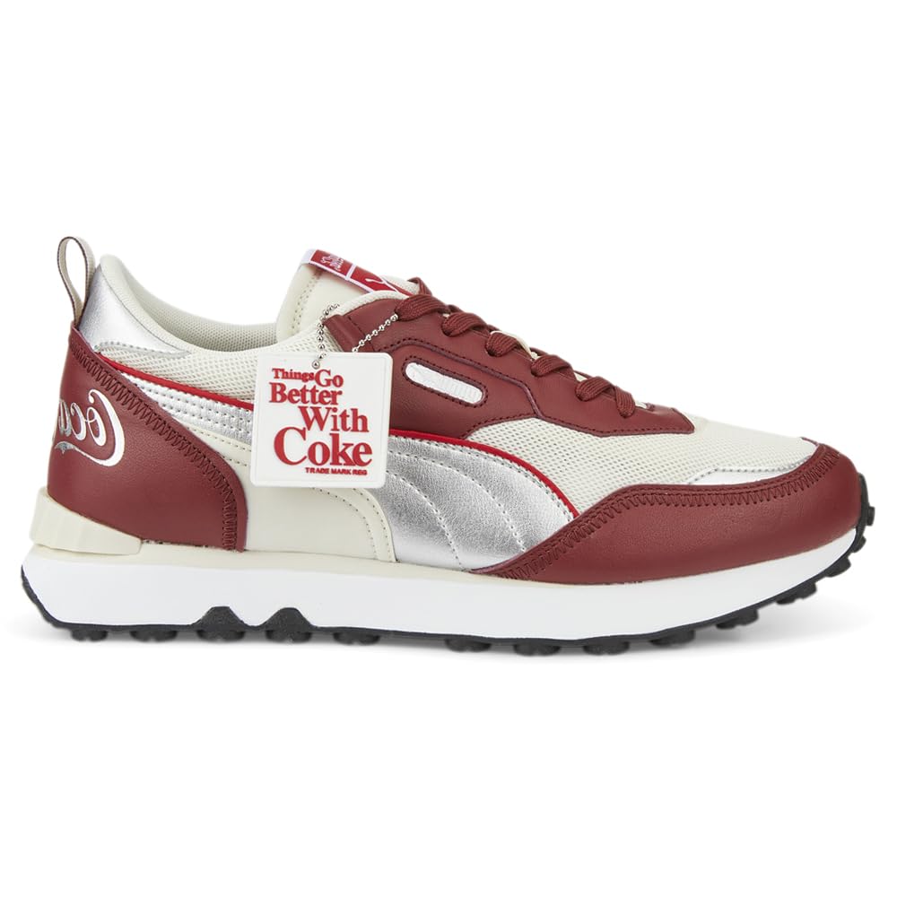 PUMA Womens Coca Cola X Rider Fv Metallic Lace Up Sneakers Shoes Casual - Off White, Red, Silver - Size 11 M