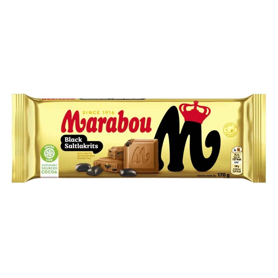 Marabou Black Saltlakrits 10×170 g (insg. 1,7 kg) | Süß-salzige Schokolade mit Salzlakritz | Großpackung für Büro, Events & Handel | Schwedische Schokolade