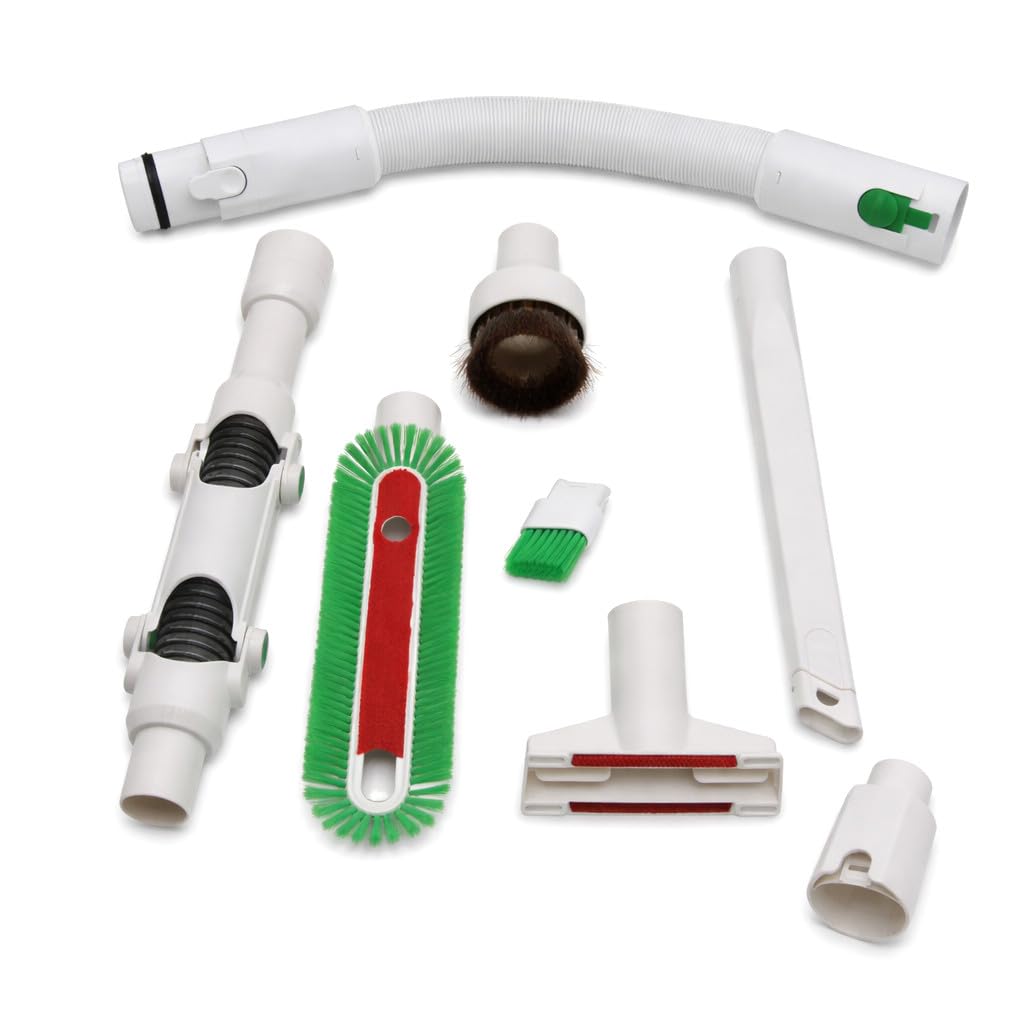 Zubehör Set geeignet für Vorwerk Kobold VB 100/VB100/VK 7/VK7, 8tlg | Düsen Set mit Adapter, Flexschlauch, Möbelbürste, Fugendüse, Polsterdüse, Möbelpinsel, Knickgelenk/Verlängerung