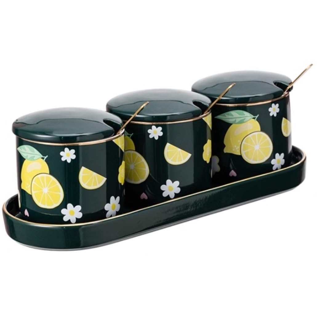 BCJMKDX Fermenter. Ceramic Spice Bottle Seasoning Jar Set Seasoning Box Combination Salt And Sugar Condiment Jar Set(A)