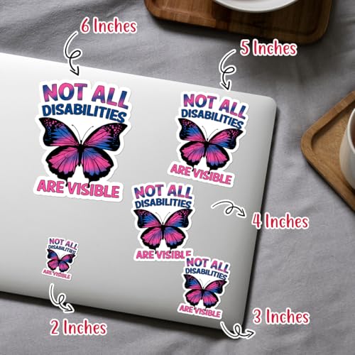 Image of (3Pcs) Not All Disabilities are Visible Butterfly Sticker, Dysautonomia Awareness Vinyl Sticker, Invisible Illness Stickers, Mental Health Decal - Sticker for Laptop Water Bottle Phone Hard Hat 3 inch