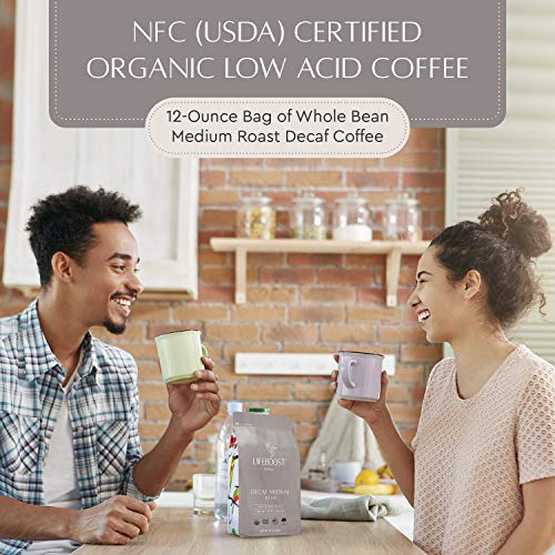 Lifeboost Coffee Medium Swiss Water Decaf Coffee Whole Bean - Low Acid Single Origin Usda Decaf Organic Coffee - Coffee Beans Third Party Tested For Mycotoxins & Pesticides - 12 Ounces #TOP4