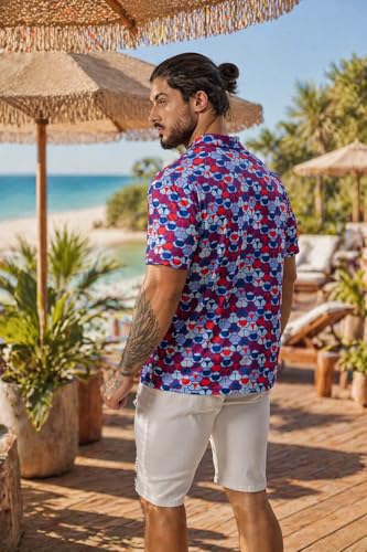 Image of Men's Funny Golf Shirts Hawaiian Polo Shirts 80S Flashes Polo Shirts Funny Hawaiian Beach Summer Golf Polo Shirts