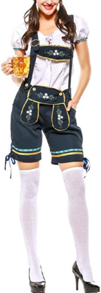 Mitef Women's 3 Piece Oktoberfest Costume Lederhosen Costume for Girls with Hat