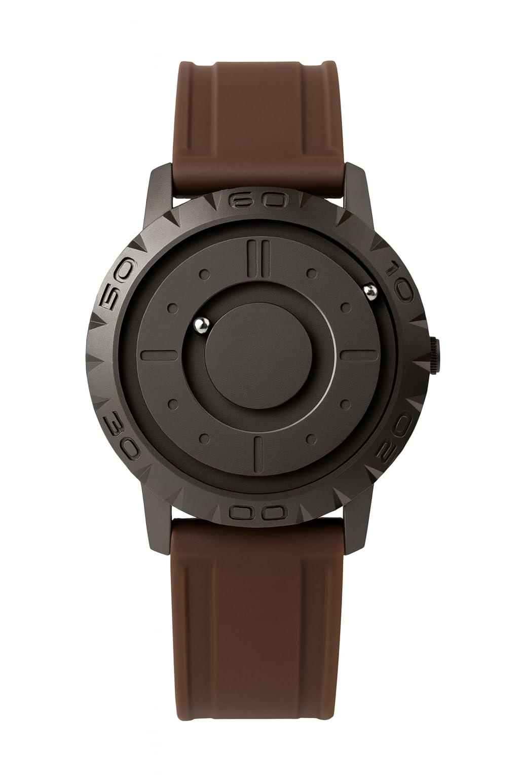 Brown Magnetic Ball Men's Watch – Affordable Handless Quartz Watch | Innovative Rolling Ball Time Display | Modern Black Silicone Strap | Bleaws Magnetic No-Pointer Concept Ball Watch (Brown)-image-21
