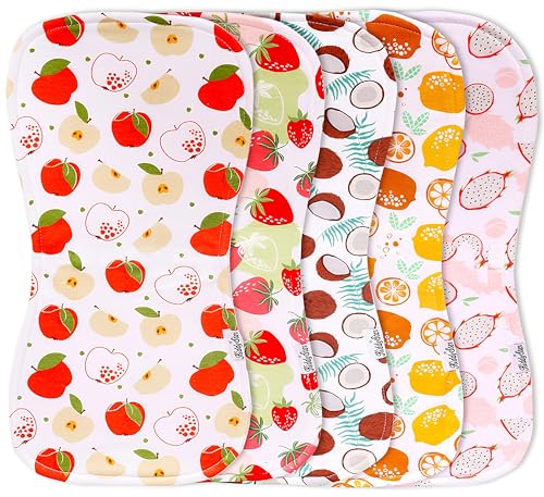 Image of KiddyStar 5-Pack Burp Cloths – Organic Cotton, Soft, Large & Absorbent 3-Layer Towels for Newborns – Essential for Feeding & Spit-Up