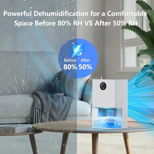 Image of Deyagoo 50OZ Dehumidifier, Small Dehumidifier for Bedroom Closet 300 Sq. Ft | Quiet Operation, Portable, Auto Shut Off, 7 Color, Energy Saving