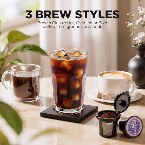 Image of Tastyle Single Serve Coffee Maker for K Cup and Ground Coffee | Brew up to 16 Oz, Fits 7.3'' Travel Mug | Hot, Bold & Over Ice | Compact for Office, RV& Hotel, Classic Black (3.0 Version)