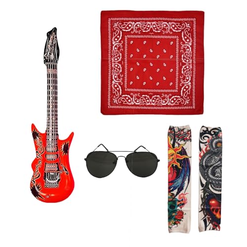 VIGUEUR Rock Star Costume Set with Inflatable Guitar,...