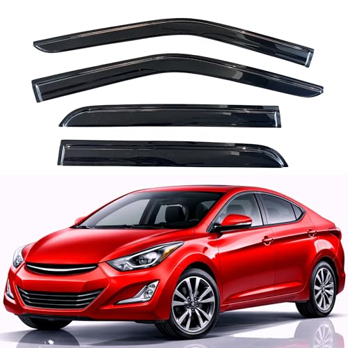 Image of KPY Rain Guards Fit for 2011-2016 Hyundai Elantra Sedan, Out-Channel Window Visors Vent Wind Deflectors 4PC, Car Accessories for 11-16 Elantra Sedan (Excludes GT)