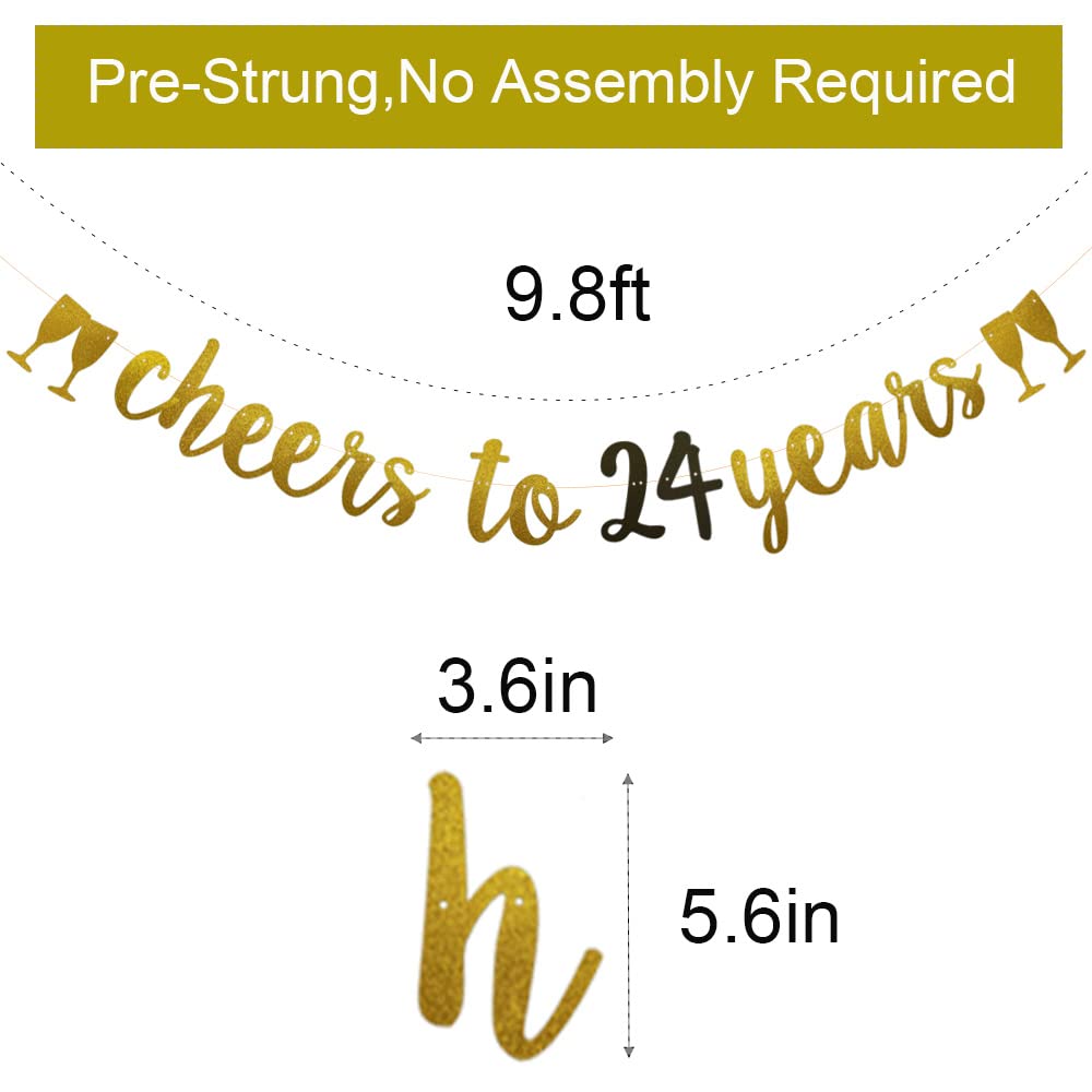 24th Birthday Glitter Garland Banner - 6.7ft Happy Birthday Sign For Party Decor - View #3