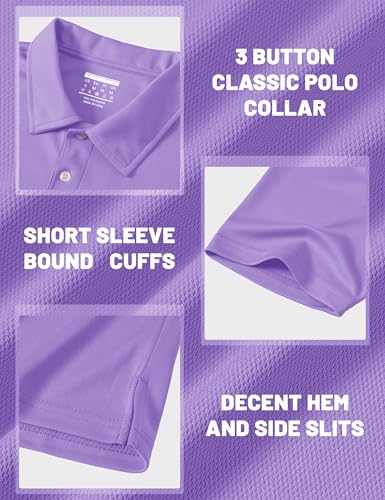 Image of MAGCOMSEN Men's Polo Shirts 3 Buttons Casual Work T Shirts Quick Dry Short Sleeve Golf Shirt Pique Jersey Outdoor Performance